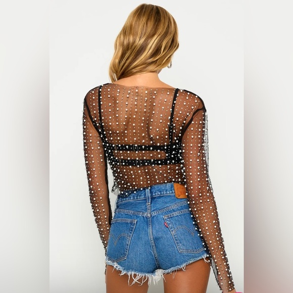 COPY - Beach Bunny Glisten Pearl Mesh Top M - Picture 3 of 5